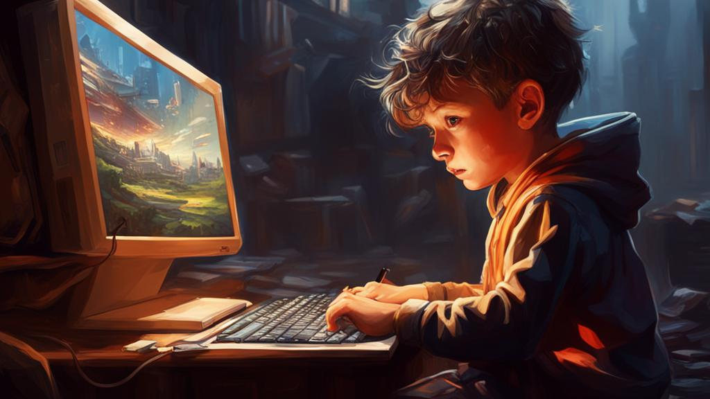 картинка: ребенок играющий в компьютер